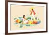 Mexican Flower Boats-null-Framed Premium Giclee Print