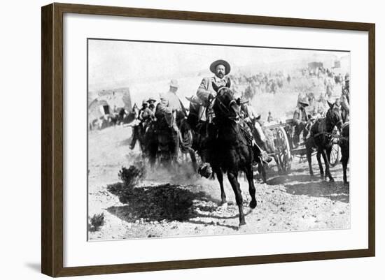 Mexican General Pancho Villa Riding with His Men after Victory at Torreon-null-Framed Photographic Print