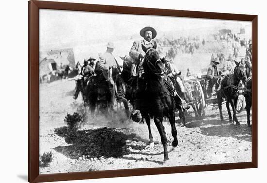 Mexican General Pancho Villa Riding with His Men after Victory at Torreon-null-Framed Photographic Print