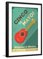 Mexican Guitar. Posters in Retro Style. Cinco De Mayo. Vector Illustration.-Vector Posters and Cards-Framed Art Print