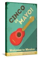 Mexican Guitar. Posters in Retro Style. Cinco De Mayo. Vector Illustration.-Vector Posters and Cards-Stretched Canvas