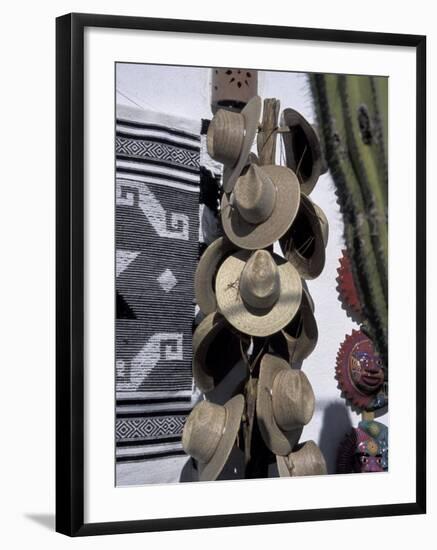 Mexican Handicrafts, Straw Hats, and Cactus, Todos Santos, Baja, Mexico-Cindy Miller Hopkins-Framed Photographic Print