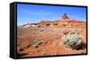 Mexican Hat Rock in the San Juan River Valley, on Highway 261, Utah-Richard Wright-Framed Stretched Canvas