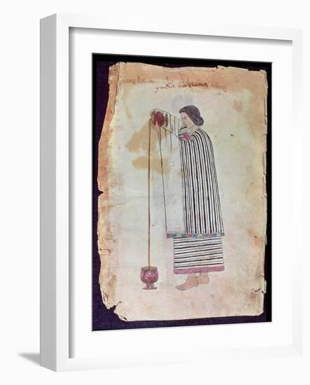 Mexican Indian Preparing Chocolate, from the Codex Tuleda, 1553-null-Framed Giclee Print