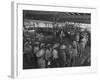 Mexican Migrant Farm Workers Lined Up for Work Interviews and to Sign Job Contracts-null-Framed Photographic Print