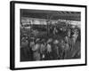 Mexican Migrant Farm Workers Lined Up for Work Interviews and to Sign Job Contracts-null-Framed Photographic Print