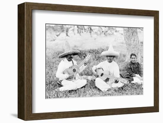 Mexican musicians playing guitars, c.1920-Hugo Brehme-Framed Photographic Print