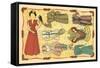 Mexican Paperdolls, Dresses-null-Framed Stretched Canvas