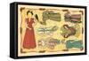 Mexican Paperdolls, Dresses-null-Framed Stretched Canvas