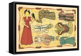 Mexican Paperdolls, Dresses-null-Framed Stretched Canvas