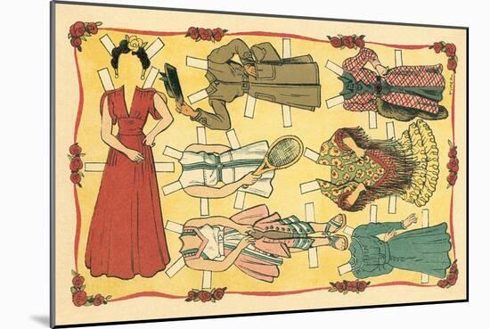 Mexican Paperdolls, Dresses-null-Mounted Art Print