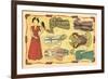 Mexican Paperdolls, Dresses-null-Framed Art Print