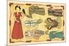 Mexican Paperdolls, Dresses-null-Mounted Premium Giclee Print