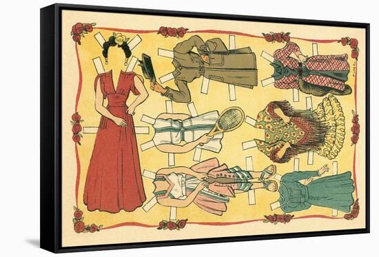 Mexican Paperdolls, Dresses-null-Framed Stretched Canvas