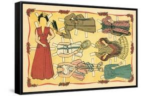 Mexican Paperdolls, Dresses-null-Framed Stretched Canvas