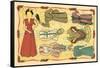 Mexican Paperdolls, Dresses-null-Framed Stretched Canvas