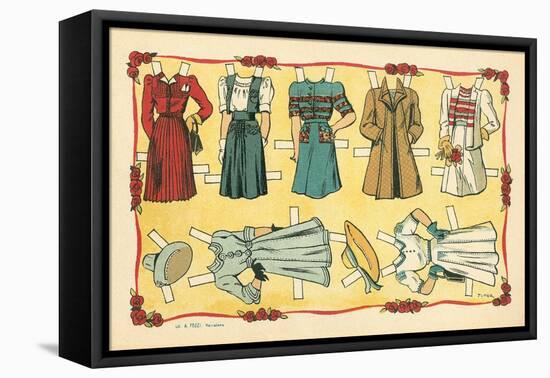 Mexican Paperdolls, Dresses-null-Framed Stretched Canvas