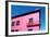 Mexican Pink House Facade Detail Wooden Doors-holbox-Framed Photographic Print