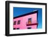 Mexican Pink House Facade Detail Wooden Doors-holbox-Framed Photographic Print