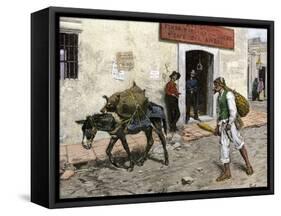 Mexican Pulque Carrier in Los Angeles, 1800s-null-Framed Stretched Canvas