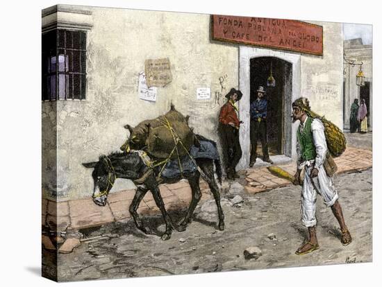 Mexican Pulque Carrier in Los Angeles, 1800s-null-Stretched Canvas