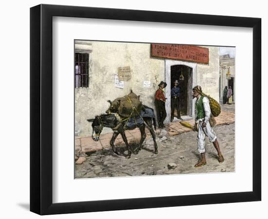 Mexican Pulque Carrier in Los Angeles, 1800s-null-Framed Giclee Print