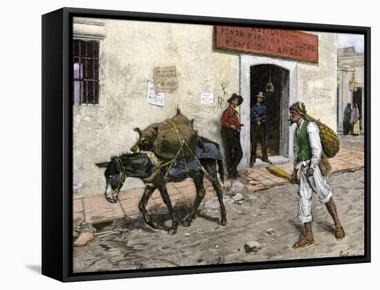 Mexican Pulque Carrier in Los Angeles, 1800s-null-Framed Stretched Canvas