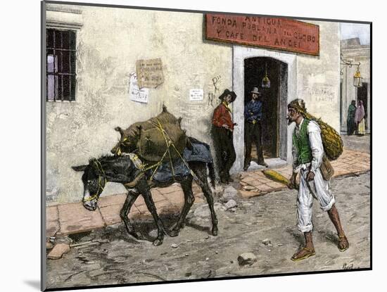 Mexican Pulque Carrier in Los Angeles, 1800s-null-Mounted Giclee Print