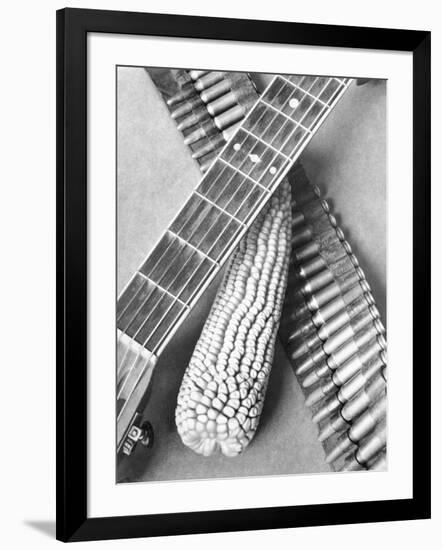 Mexican Revolution, Guitar, Corn and Ammunition Belt, Mexico City, 1927-Tina Modotti-Framed Giclee Print