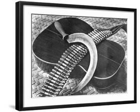 Mexican Revolution: Guitar, Sickle and Ammunition Belt, Mexico City, 1927-Tina Modotti-Framed Giclee Print