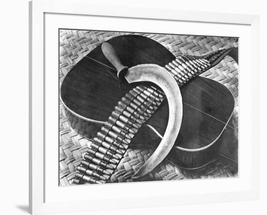 Mexican Revolution: Guitar, Sickle and Ammunition Belt, Mexico City, 1927-Tina Modotti-Framed Giclee Print