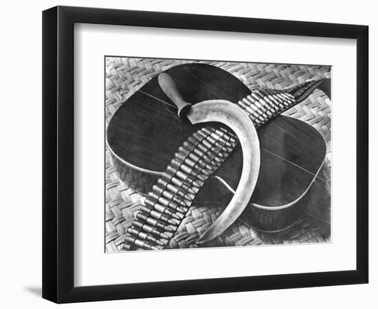 Mexican Revolution: Guitar, Sickle and Ammunition Belt, Mexico City, 1927-Tina Modotti-Framed Giclee Print