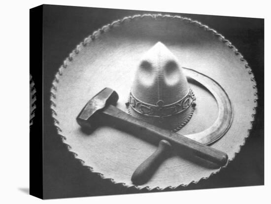 Mexican Revolution: Sombrero with Hammer and Sickle, Mexico City, 1927-Tina Modotti-Stretched Canvas