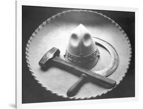 Mexican Revolution: Sombrero with Hammer and Sickle, Mexico City, 1927-Tina Modotti-Framed Giclee Print