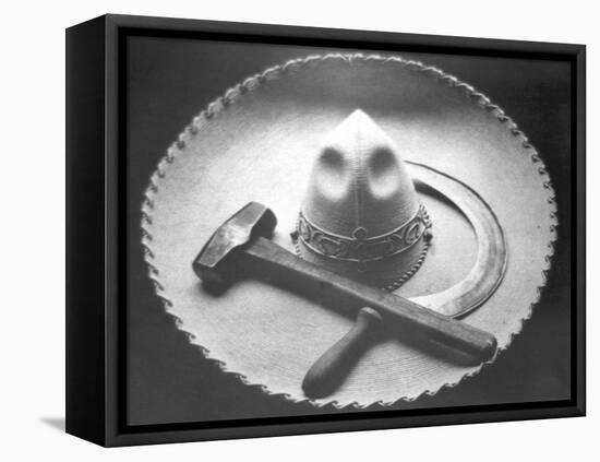 Mexican Revolution: Sombrero with Hammer and Sickle, Mexico City, 1927-Tina Modotti-Framed Stretched Canvas
