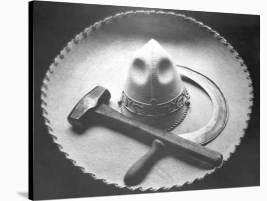 Mexican Revolution: Sombrero with Hammer and Sickle, Mexico City, 1927-Tina Modotti-Stretched Canvas