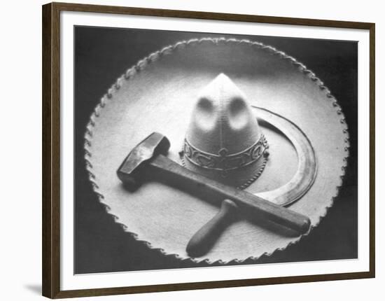 Mexican Revolution: Sombrero with Hammer and Sickle, Mexico City, 1927-Tina Modotti-Framed Premium Giclee Print