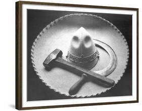 Mexican Revolution: Sombrero with Hammer and Sickle, Mexico City, 1927-Tina Modotti-Framed Premium Giclee Print