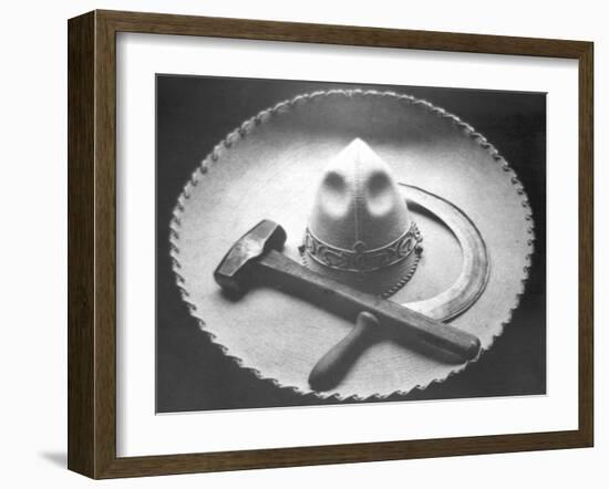 Mexican Revolution: Sombrero with Hammer and Sickle, Mexico City, 1927-Tina Modotti-Framed Giclee Print