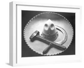 Mexican Revolution: Sombrero with Hammer and Sickle, Mexico City, 1927-Tina Modotti-Framed Giclee Print