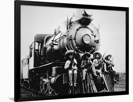 Mexican Revolutionaries Take over a Locomotive at Cuernavaca, Morelos-null-Framed Photographic Print