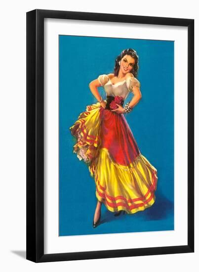 Mexican Senorita Dancing-null-Framed Art Print