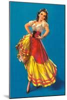 Mexican Senorita Dancing-null-Mounted Premium Giclee Print