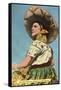 Mexican Senorita with Hat-null-Framed Stretched Canvas