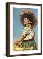 Mexican Senorita with Hat-null-Framed Art Print