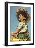 Mexican Senorita with Hat-null-Framed Art Print