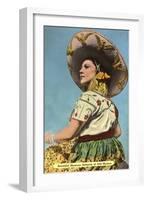 Mexican Senorita with Hat-null-Framed Art Print