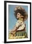 Mexican Senorita with Hat-null-Framed Art Print