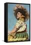 Mexican Senorita with Hat-null-Framed Stretched Canvas