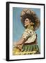 Mexican Senorita with Hat-null-Framed Art Print